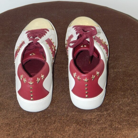 Michael Kors Frankie Stripe Leather Studded Low Top Lace-up Sneaker Shoe 7 M New - Picture 5 of 11